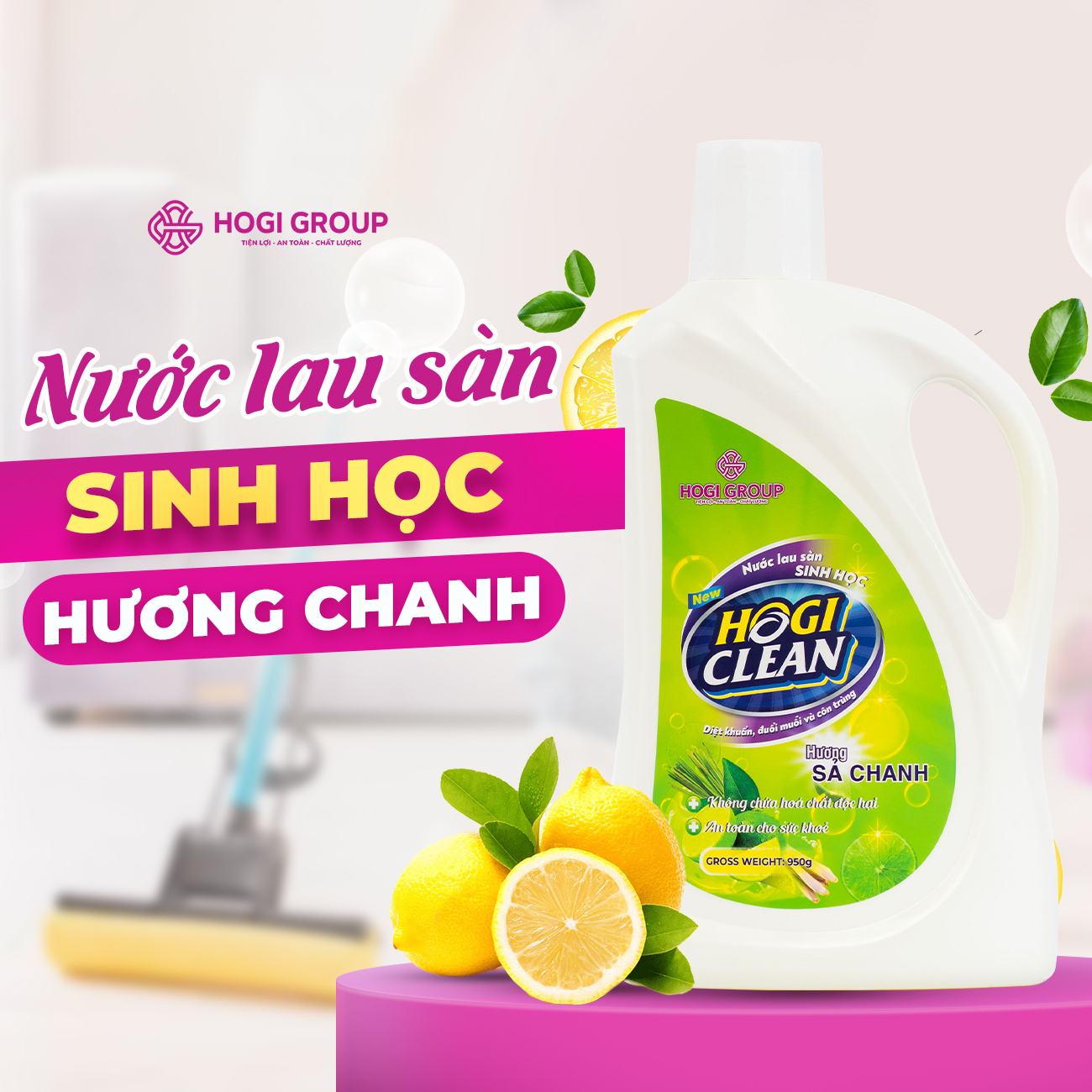 NƯỚC LAU SÀN SINH HỌC HOGI CLEAN 950ML - HƯƠNG SẢ CHANH