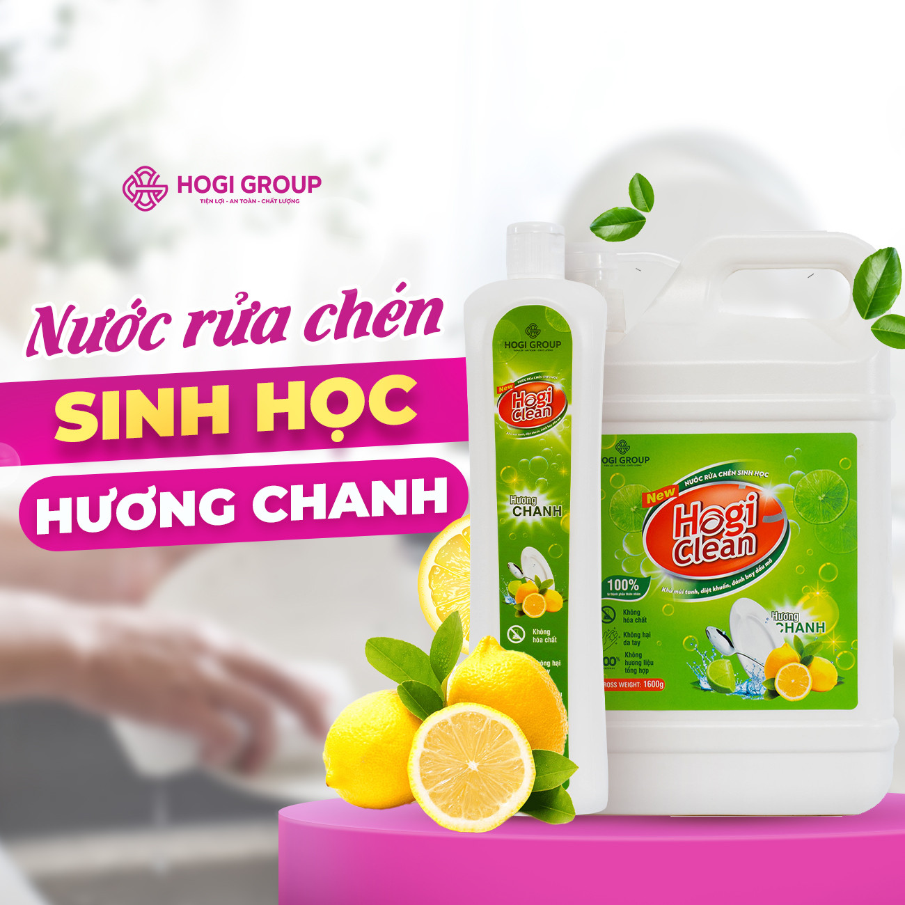 NƯỚC RỬA CHÉN SINH HỌC HOGI CLEAN 1,6L - HƯƠNG CHANH