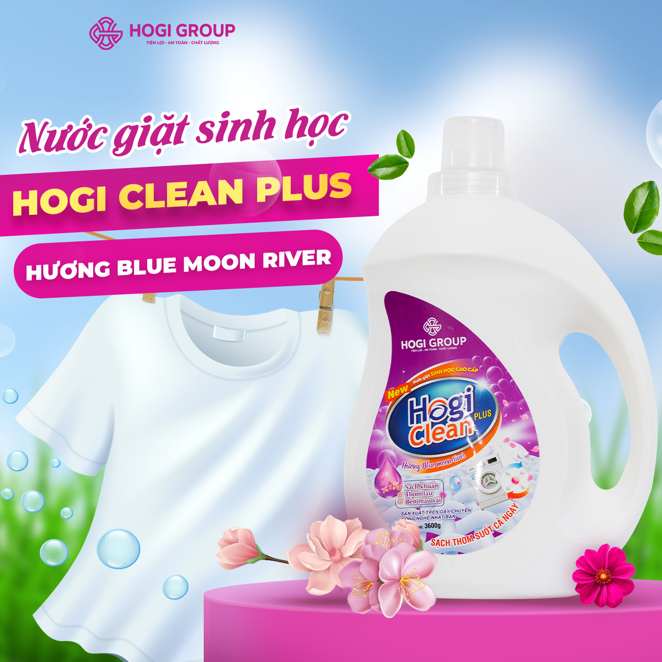 NƯỚC GIẶT SINH HỌC HOGI CLEAN PLUS HƯƠNG BLUE MOON RIVER 3.6L