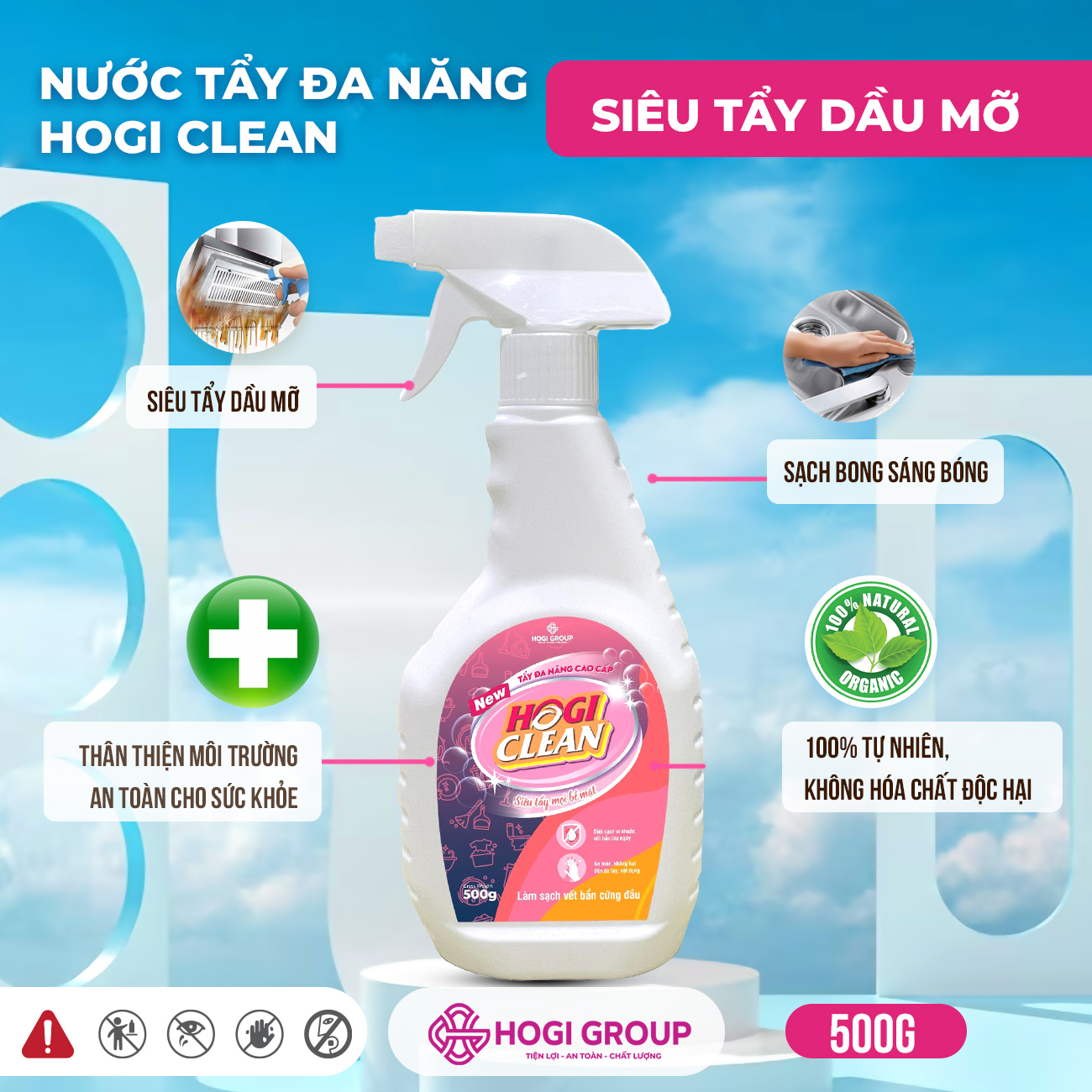 NƯỚC TẨY ĐA NĂNG HOGI CLEAN 500G  - SIÊU TẨY DẦU MỠ